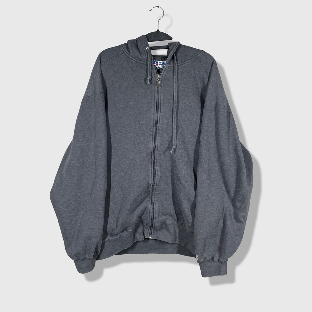 Russell Athletic Full Zip Hoodie Mens XL Gray Vintage Sportswear‎ Streetwear Y2K